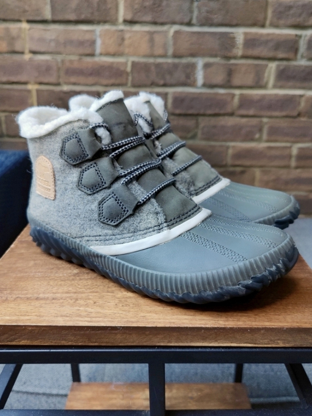 Sorel Womens 7 Out ‘N About Plus Felt Boots Quarry Grey Waterproof Ankle Fur